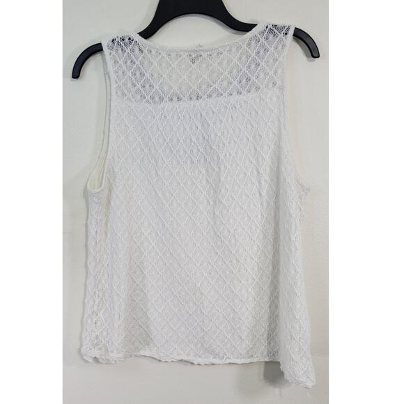 Anthropologie Akemi + Kin Top Womens X-Large White Embroidered Sleeveless Shirt - Picture 2 of 7